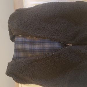 Grey tank fleece small plaid lined